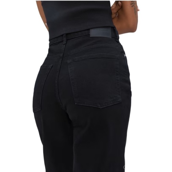 NEW EVERLANE Way-High Jean High-Rise Straight Leg Frayed Hem Coal Black Size 30L - Picture 5 of 14